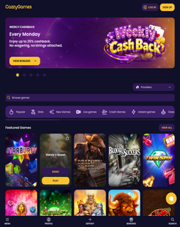 CazzyGames Casino Screenshot