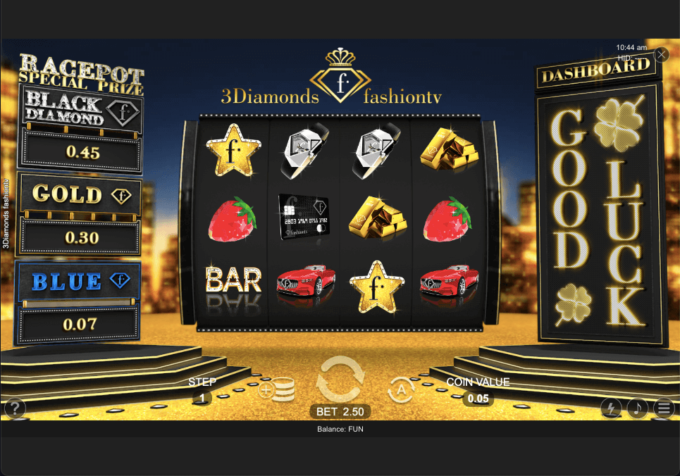 3 Diamonds FashionTv Slots Game Reels