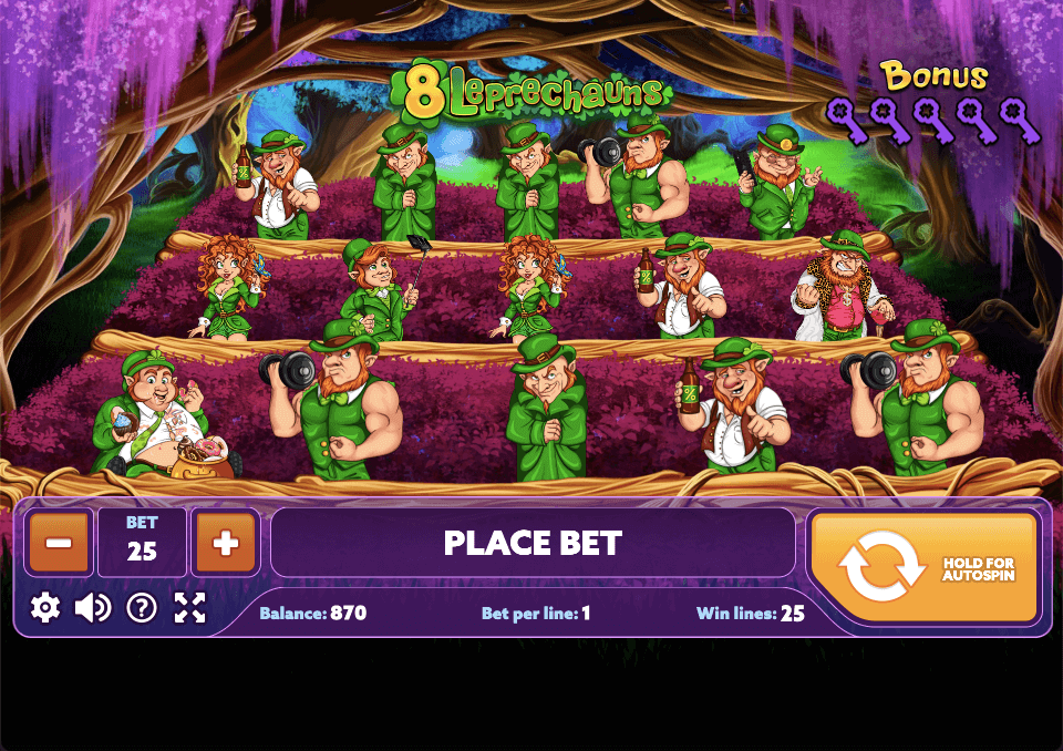 8 Leprechauns Online Slot Game Reels