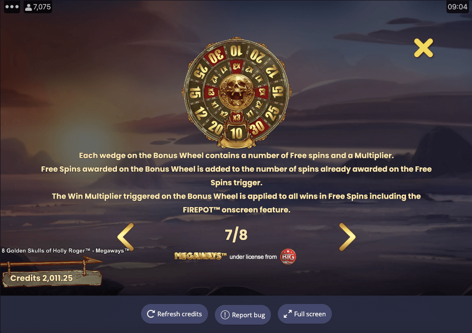 8 Golden Skulls of Holly Roger Online Slot Game Bonus