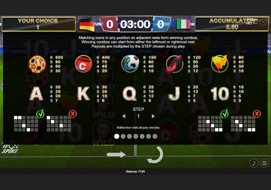 90 spins paytable