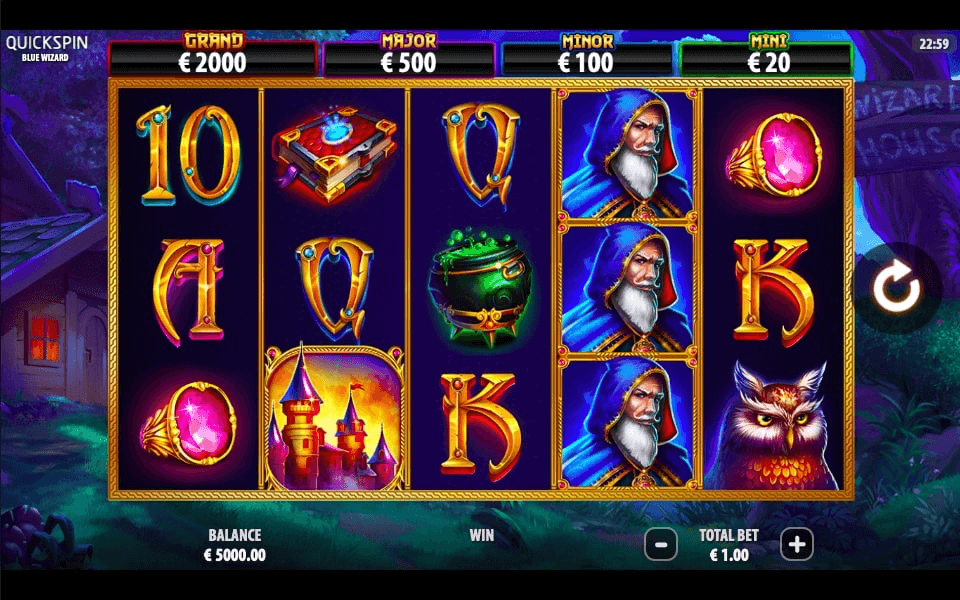 Blue Wizard Online Slots Game Reels