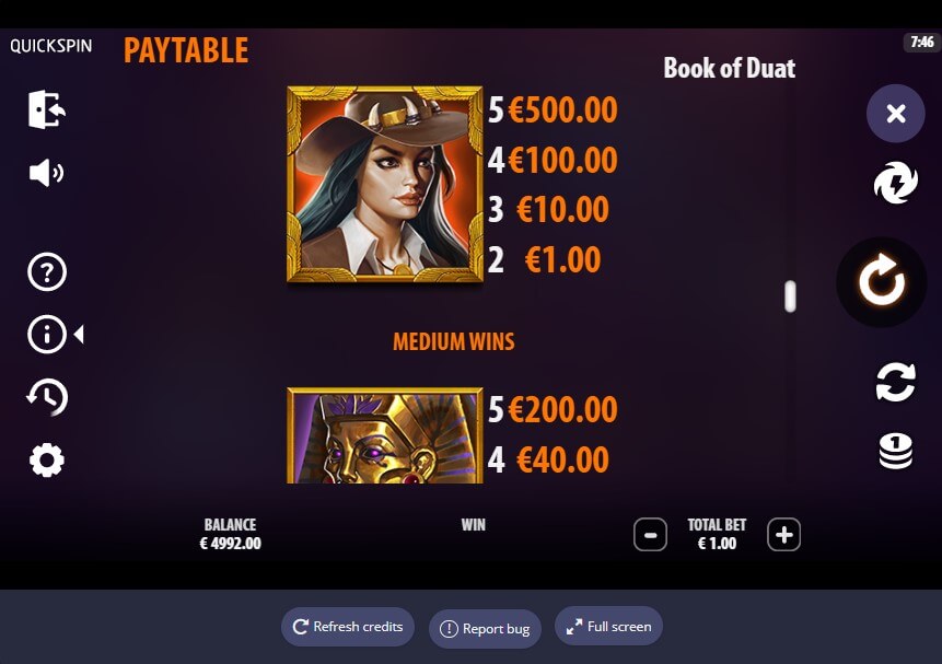 Book of Duat Online Slots Game Paytable