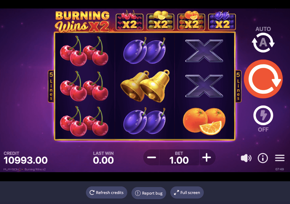 Burning Wins x2 Online Slots Game Reels