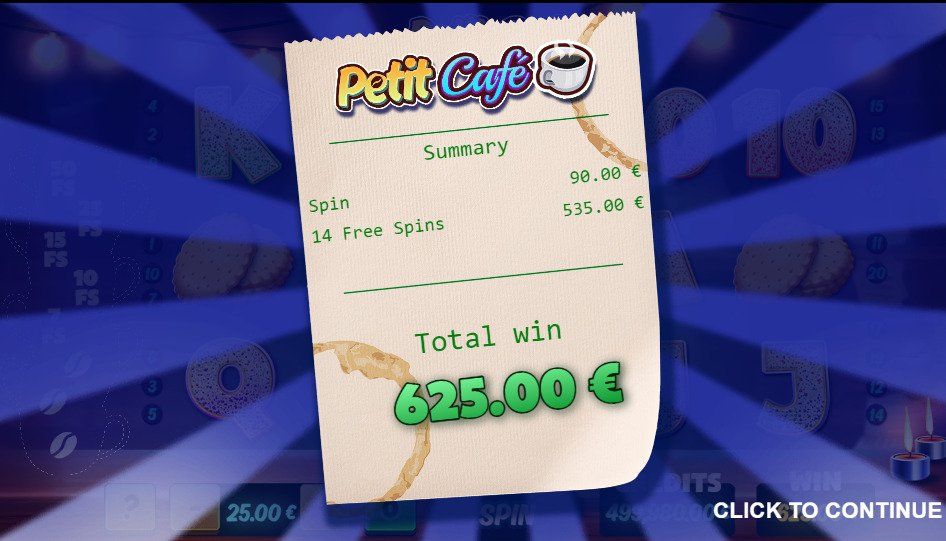 Petit CAfe online slot big win