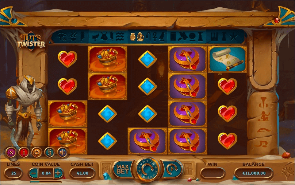 Tuts Twister online slot game reels