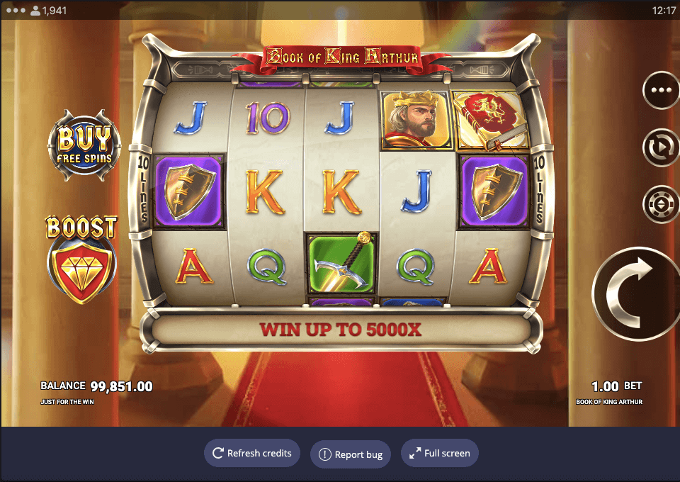 Book of King Arthur Online Slot Game Reels