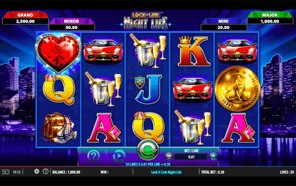 Lock it Link Night Life Online Slot Game Reels