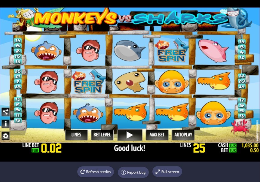 Monkeys VS Sharks Online Slot Game Reels