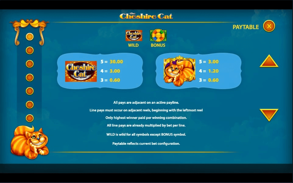 The Cheshire Cat Online Slot Game Features